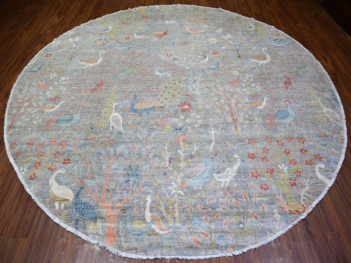 10'0" x 10'0" New Hand Knotted Grey Wool Rectangle Oriental Rug - MOA10273926