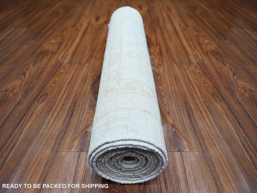 2'7" x 11'3" New Hand Knotted Ivory Wool Runner Oriental Rug - MOA10273944