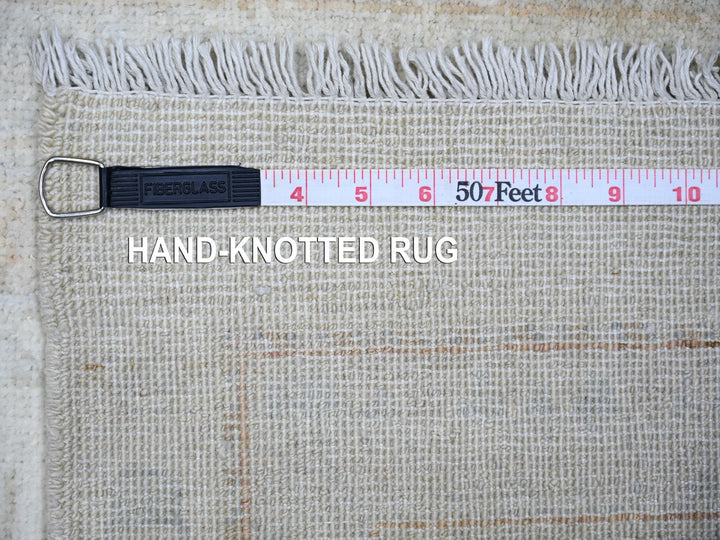 2'7" x 11'3" New Hand Knotted Ivory Wool Runner Oriental Rug - MOA10273944