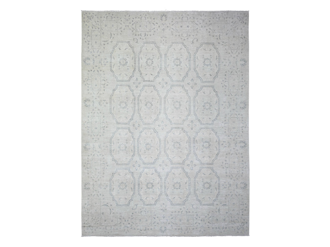 9'0" x 11'8" New Hand Knotted Grey Wool Rectangle Oriental Rug - MOA10273948