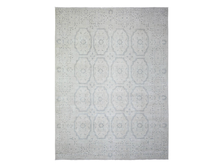 9'0" x 11'8" New Hand Knotted Grey Wool Rectangle Oriental Rug - MOA10273948
