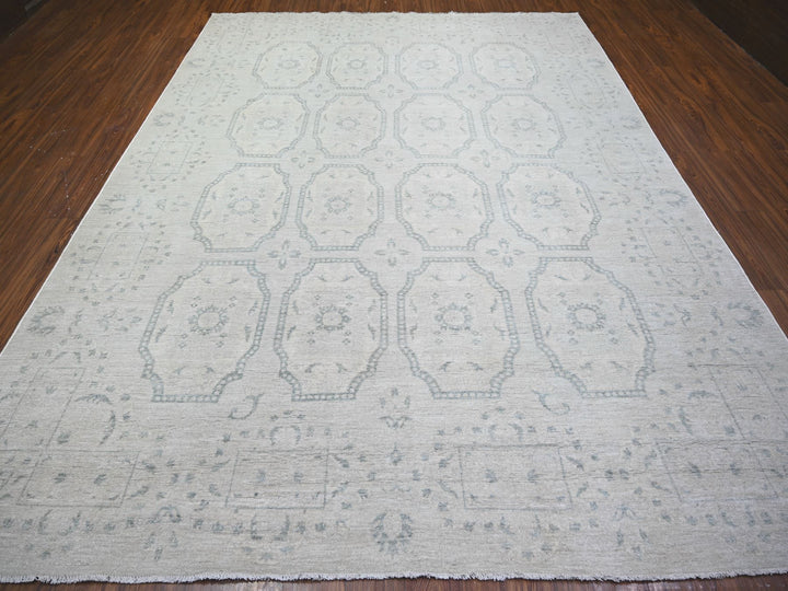 9'0" x 11'8" New Hand Knotted Grey Wool Rectangle Oriental Rug - MOA10273948