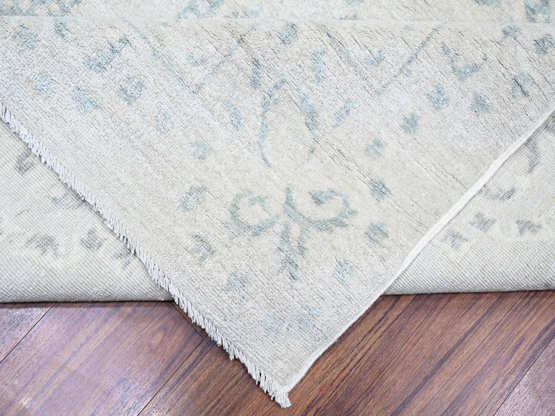 9'0" x 11'8" New Hand Knotted Grey Wool Rectangle Oriental Rug - MOA10273948