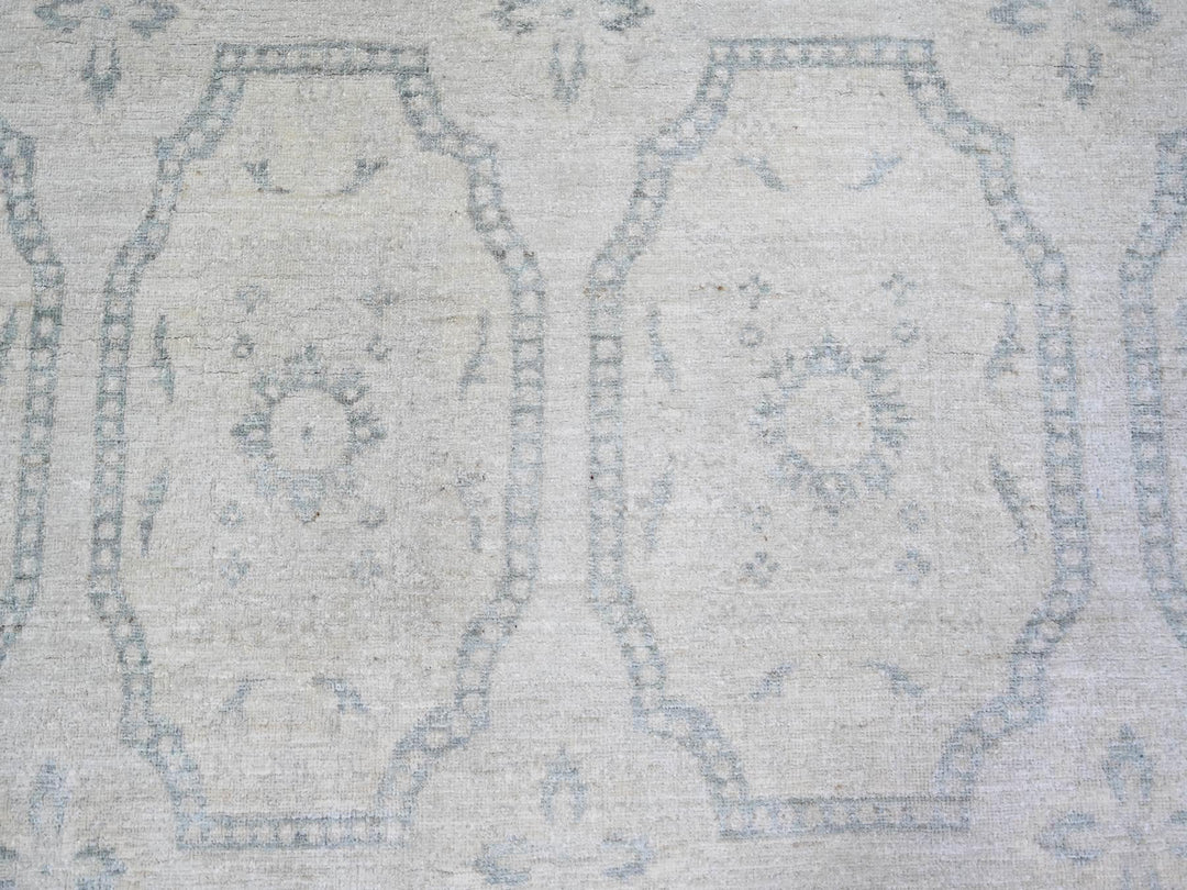 9'0" x 11'8" New Hand Knotted Grey Wool Rectangle Oriental Rug - MOA10273948