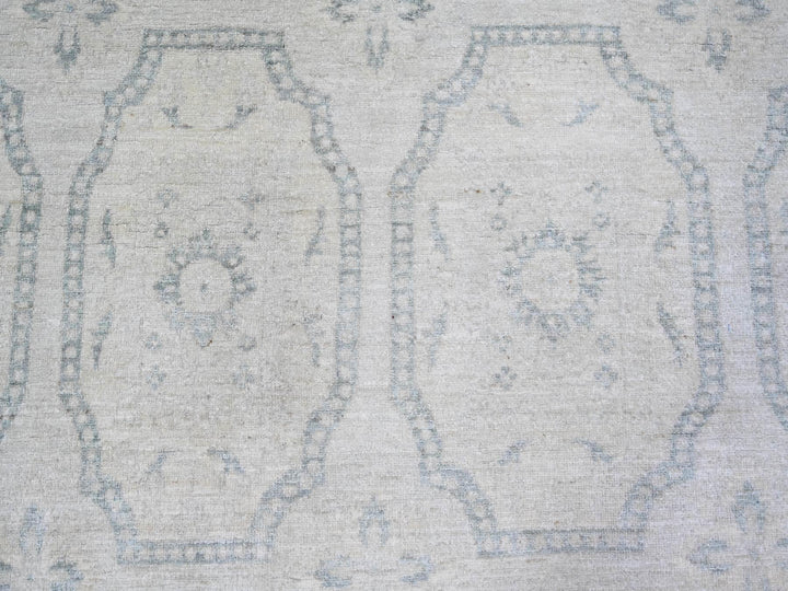 9'0" x 11'8" New Hand Knotted Grey Wool Rectangle Oriental Rug - MOA10273948