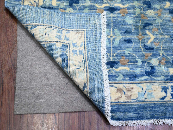 11'9" x 14'4" New Hand Knotted Blue Wool Rectangle Oriental Rug - MOA10273954