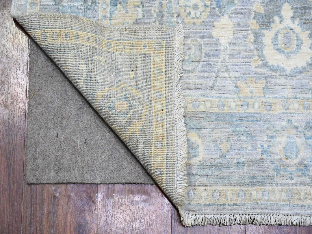 3'10" x 11'9" New Hand Knotted Grey Wool Runner Oriental Rug - MOA10273955