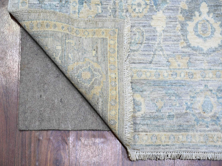 3'10" x 11'9" New Hand Knotted Grey Wool Runner Oriental Rug - MOA10273955