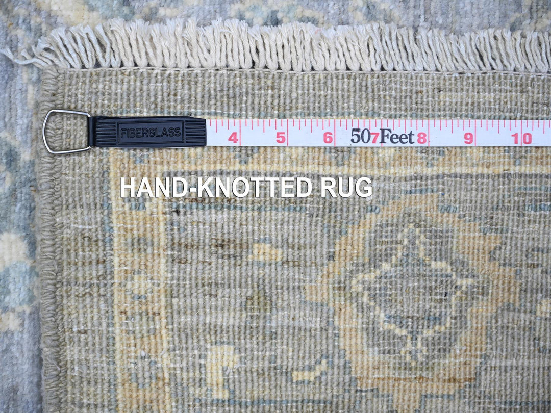 3'10" x 11'9" New Hand Knotted Grey Wool Runner Oriental Rug - MOA10273955