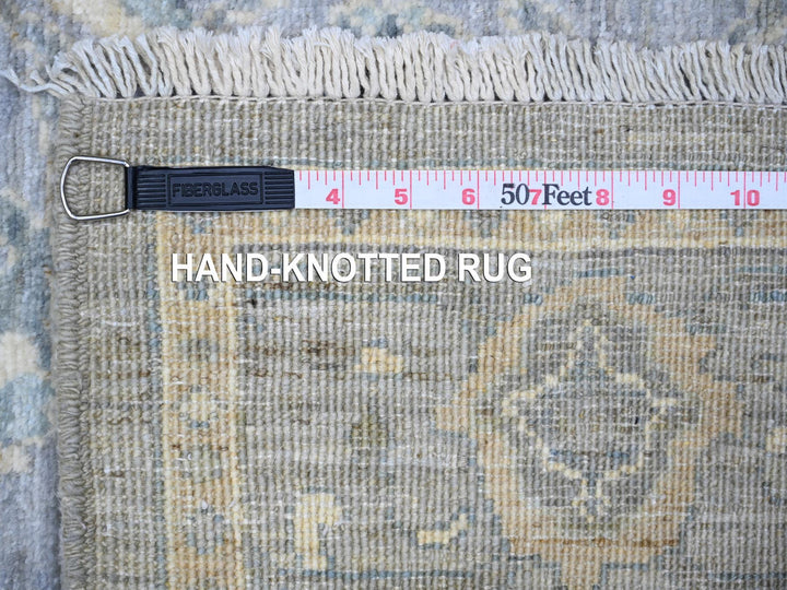 3'10" x 11'9" New Hand Knotted Grey Wool Runner Oriental Rug - MOA10273955