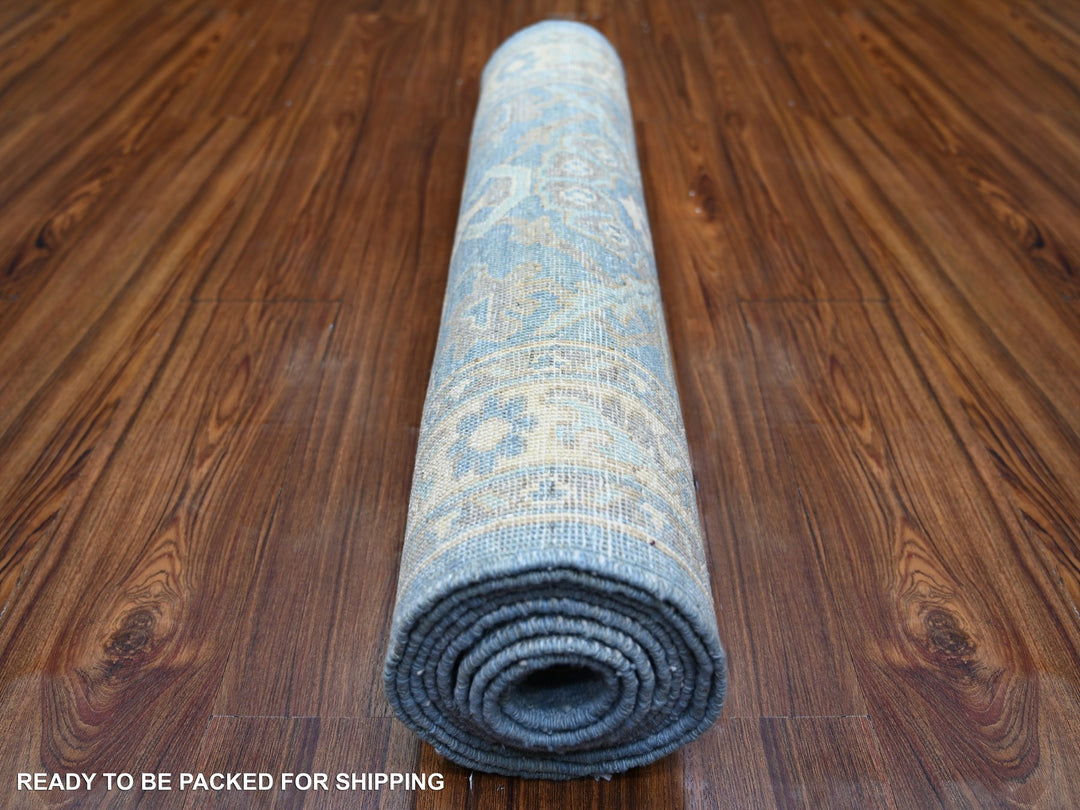 2'8" x 9'6" New Hand Knotted Blue Wool Runner Oriental Rug - MOA10273963