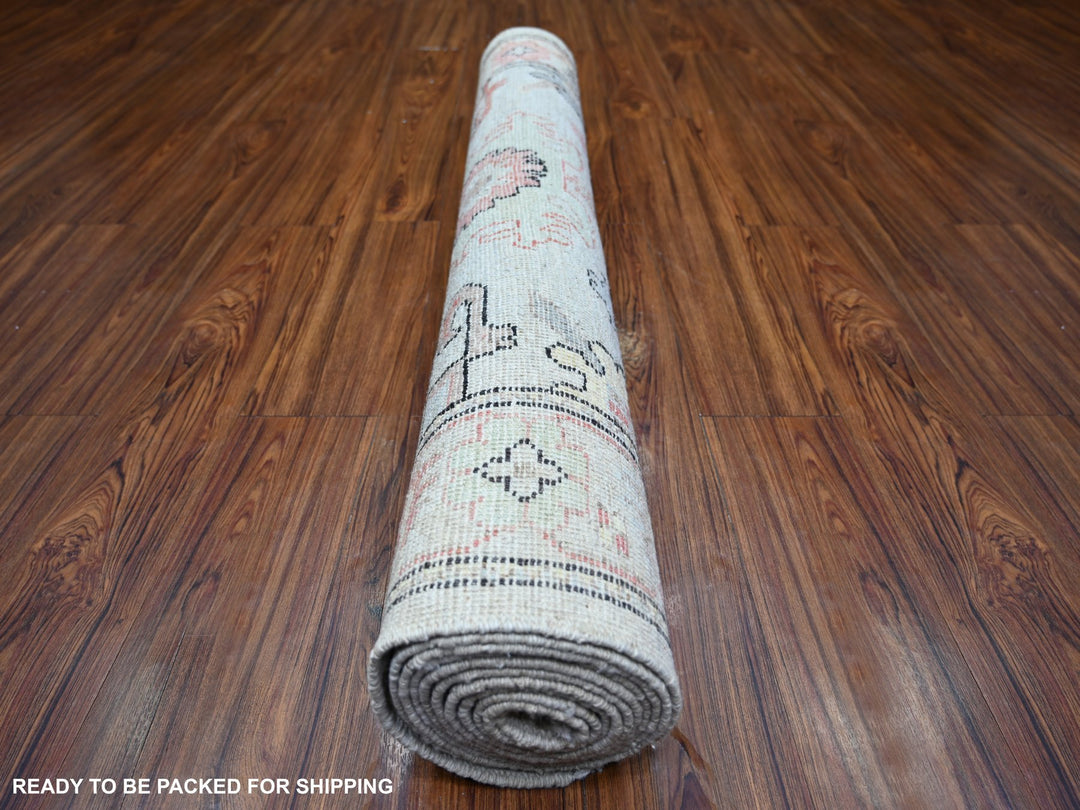 4'2" x 11'8" New Hand Knotted Grey Wool Runner Oriental Rug - MOA10273982