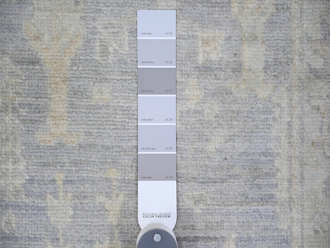 2'8" x 19'2" New Hand Knotted Grey Wool Runner Oriental Rug - MOA10273992