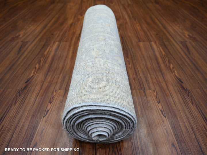2'8" x 19'2" New Hand Knotted Grey Wool Runner Oriental Rug - MOA10273992