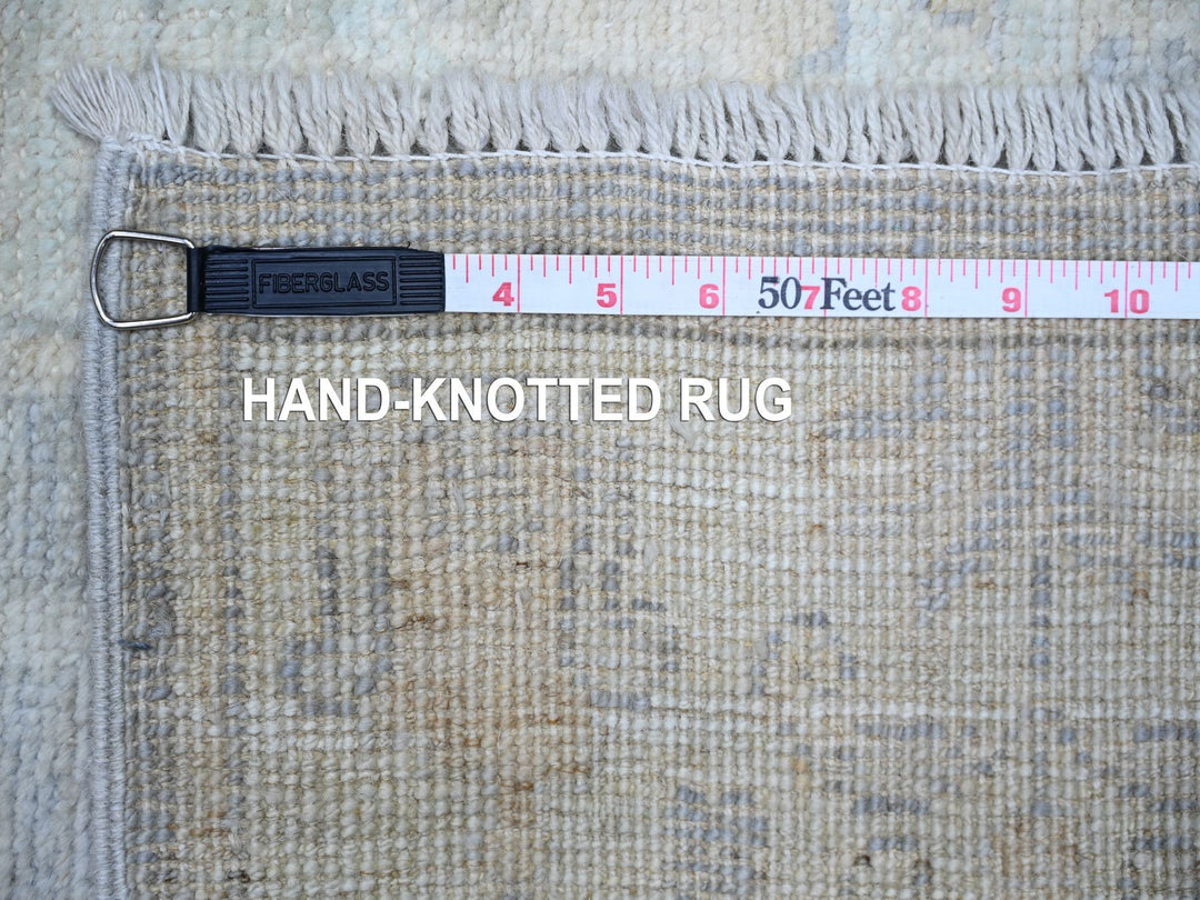 2'8" x 19'2" New Hand Knotted Grey Wool Runner Oriental Rug - MOA10273992