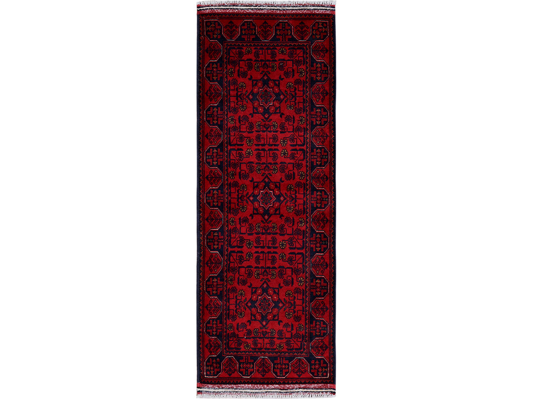 1'8" x 4'9" New Hand Knotted Red Wool Runner Oriental Rug - MOA102739