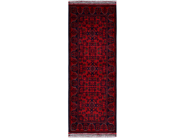 1'8" x 4'9" New Hand Knotted Red Wool Runner Oriental Rug - MOA102739