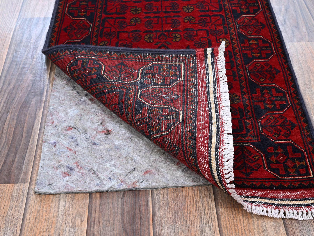 1'8" x 4'9" New Hand Knotted Red Wool Runner Oriental Rug - MOA102739