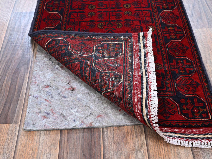 1'8" x 4'9" New Hand Knotted Red Wool Runner Oriental Rug - MOA102739