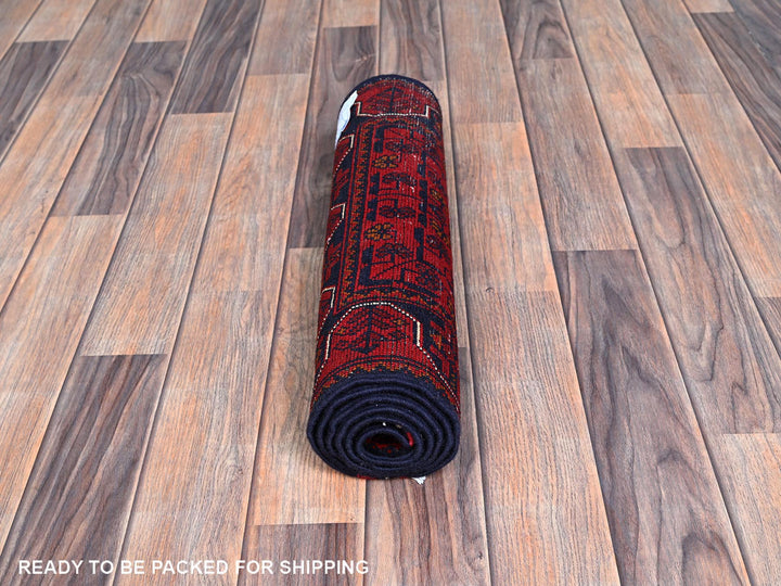 1'8" x 4'9" New Hand Knotted Red Wool Runner Oriental Rug - MOA102739