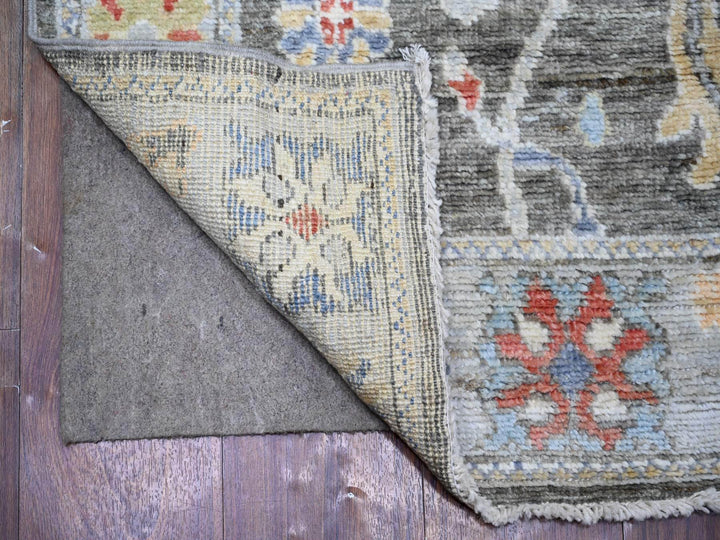 2'6" x 11'4" New Hand Knotted Grey Wool Runner Oriental Rug - MOA10274000