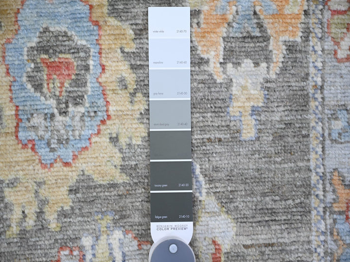 2'6" x 11'4" New Hand Knotted Grey Wool Runner Oriental Rug - MOA10274000