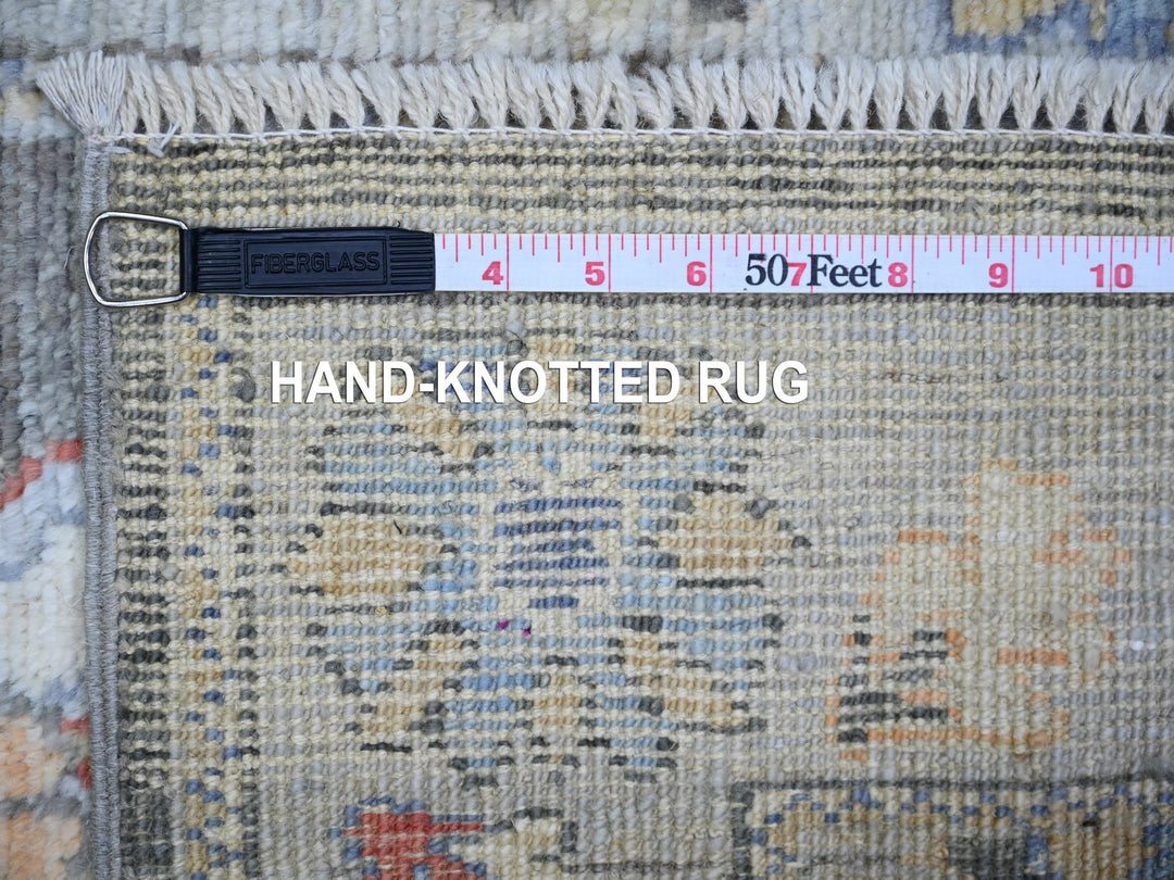 2'6" x 11'4" New Hand Knotted Grey Wool Runner Oriental Rug - MOA10274000