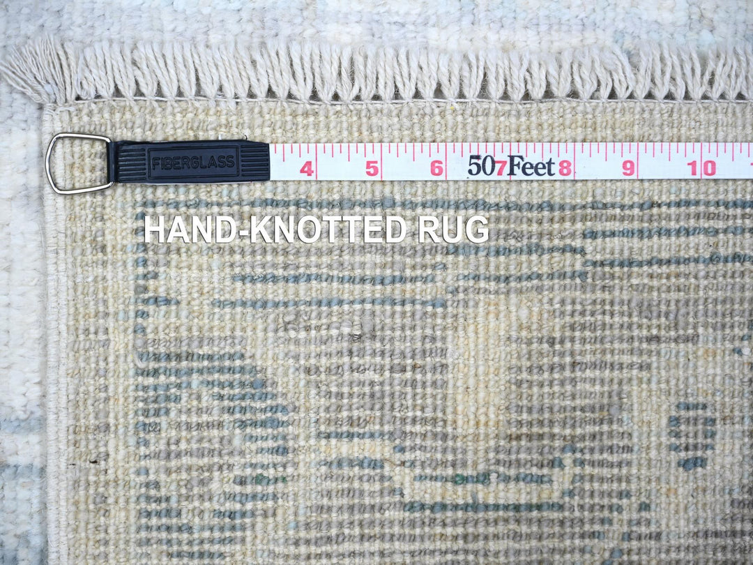 2'8" x 11'7" New Hand Knotted Grey Wool Runner Oriental Rug - MOA10274004