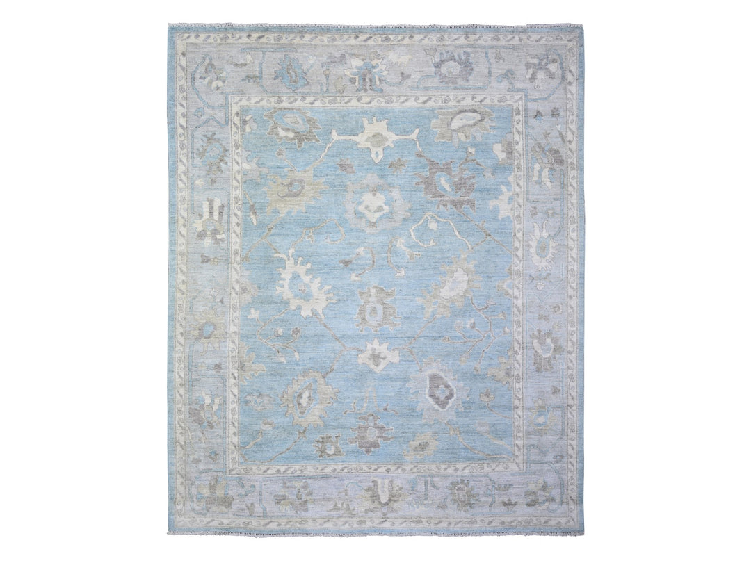 8'1" x 9'8" New Hand Knotted Blue Wool Rectangle Oriental Rug - MOA10274014