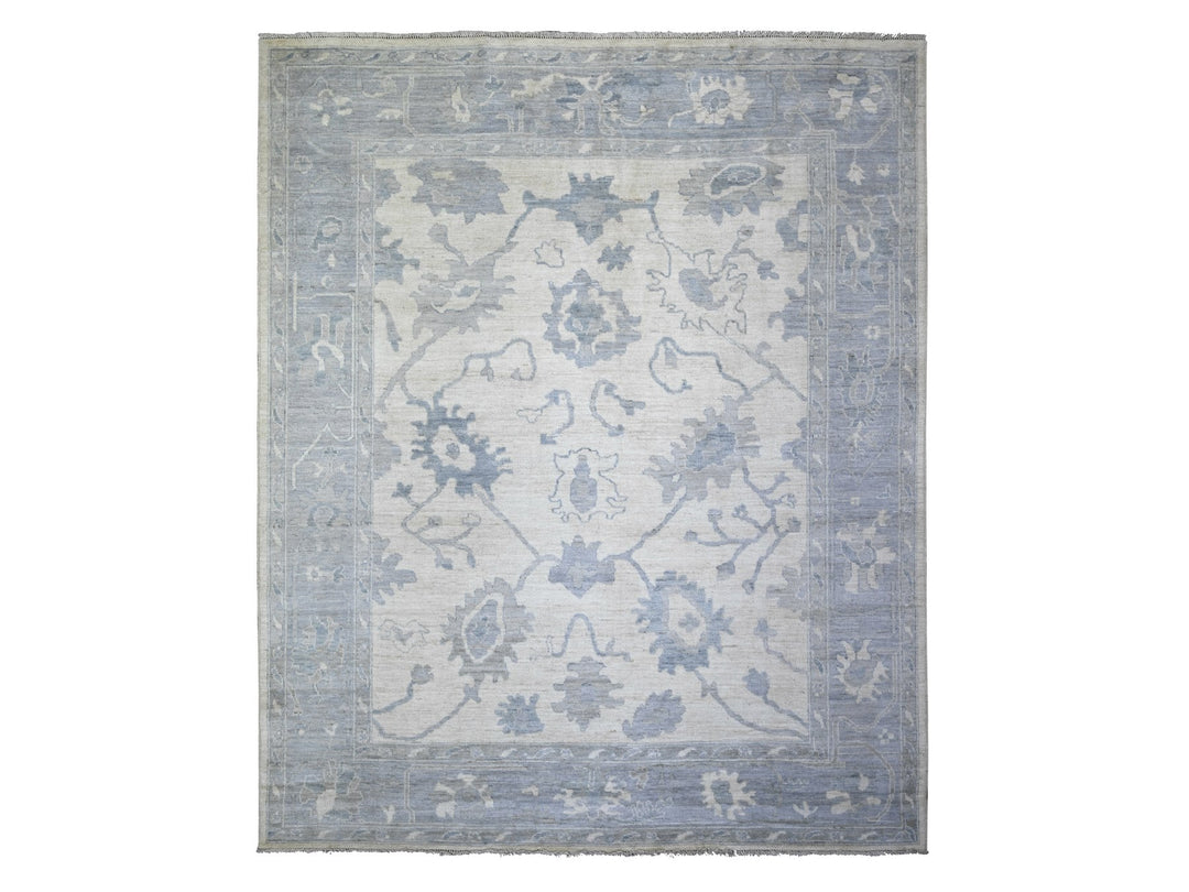 8'1" x 9'8" New Hand Knotted Ivory Wool Rectangle Oriental Rug - MOA10274015