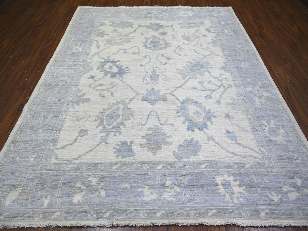 8'1" x 9'8" New Hand Knotted Ivory Wool Rectangle Oriental Rug - MOA10274015