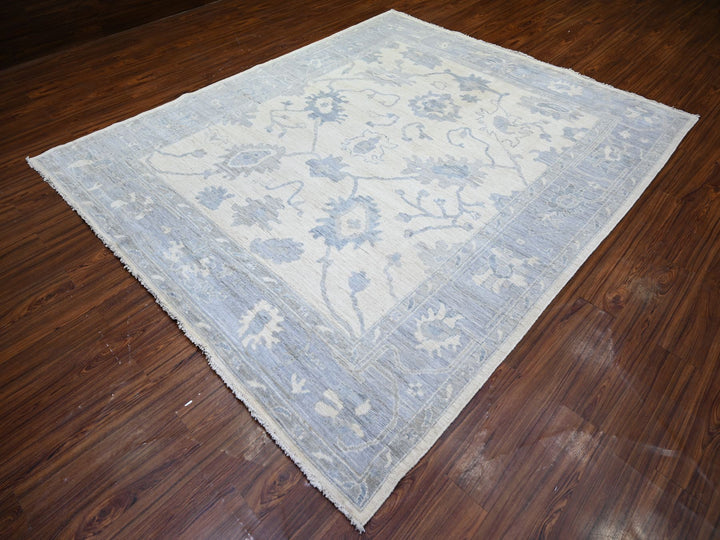 8'1" x 9'8" New Hand Knotted Ivory Wool Rectangle Oriental Rug - MOA10274015
