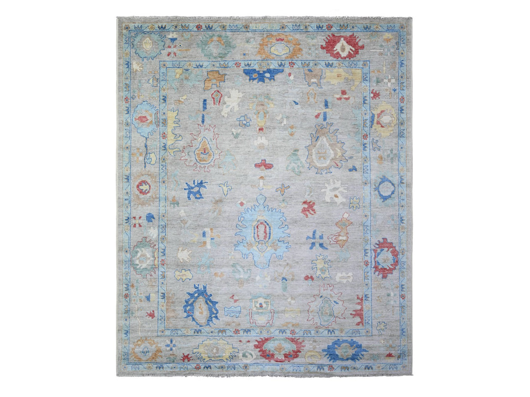 8'4" x 9'8" New Hand Knotted Grey Wool Rectangle Oriental Rug - MOA10274022