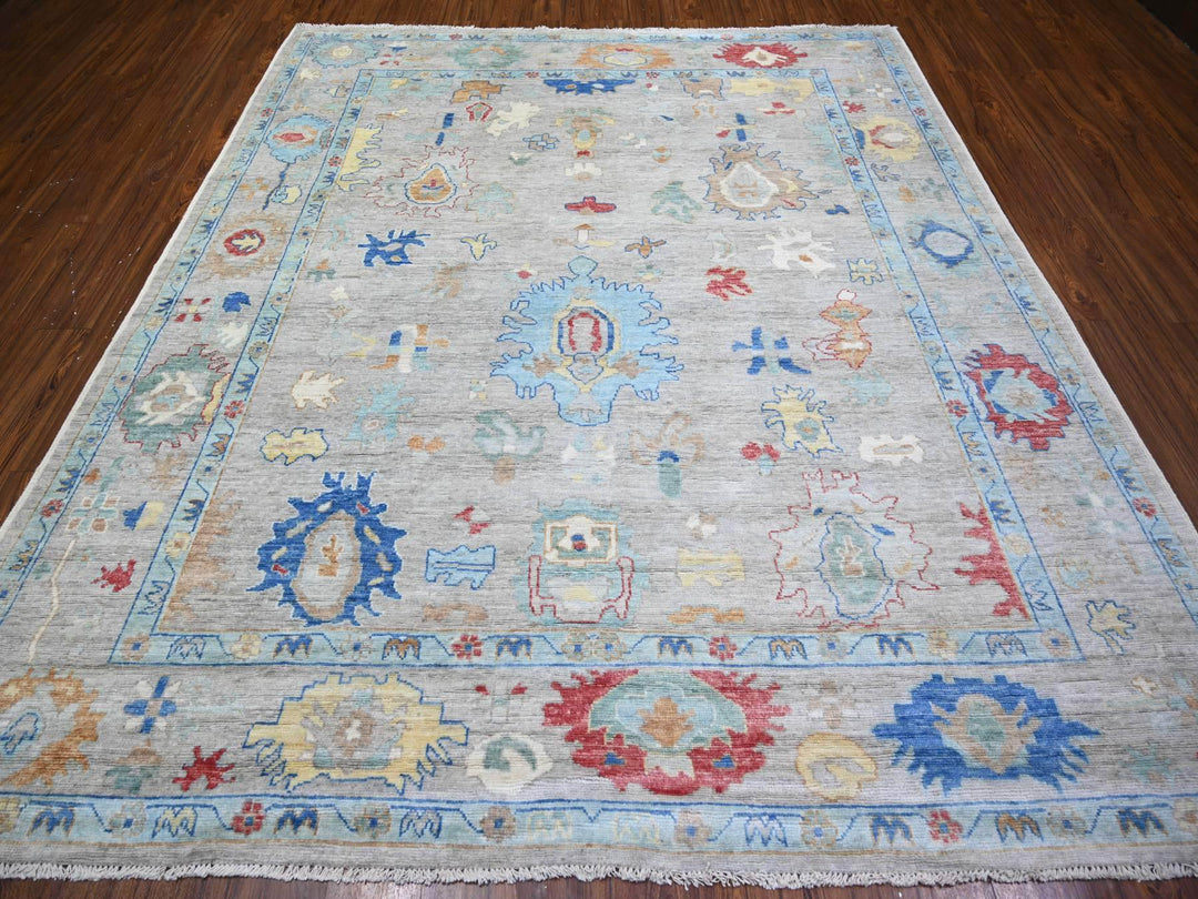 8'4" x 9'8" New Hand Knotted Grey Wool Rectangle Oriental Rug - MOA10274022