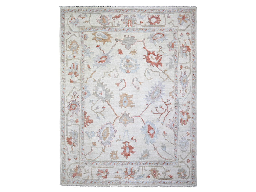 7'8" x 10'2" New Hand Knotted Ivory Wool Rectangle Oriental Rug - MOA10274025