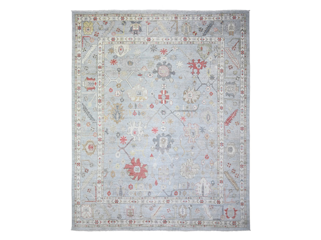 11'9" x 14'0" New Hand Knotted Grey Wool Rectangle Oriental Rug - MOA10274041