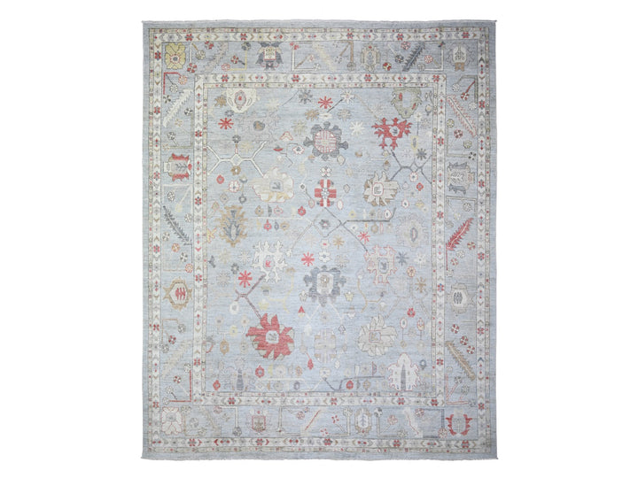 11'9" x 14'0" New Hand Knotted Grey Wool Rectangle Oriental Rug - MOA10274041