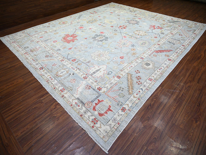 11'9" x 14'0" New Hand Knotted Grey Wool Rectangle Oriental Rug - MOA10274041