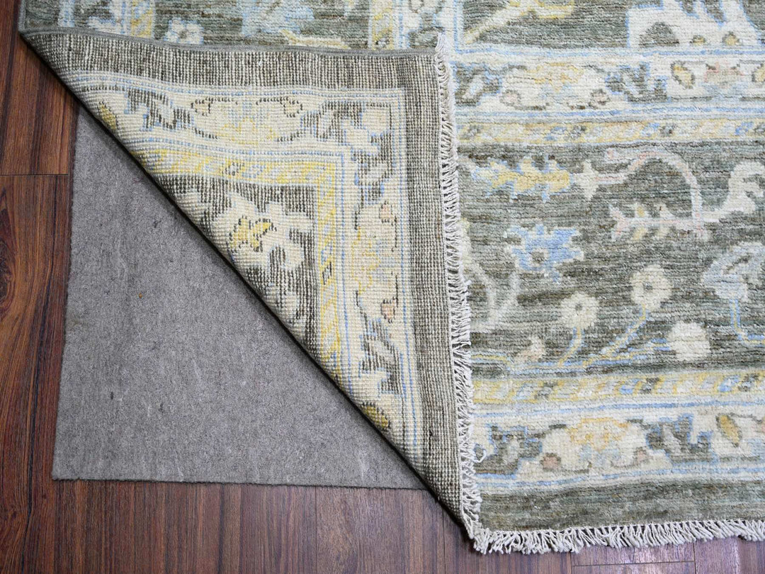 11'9" x 17'6" New Hand Knotted Grey Wool Rectangle Oriental Rug - MOA10274043