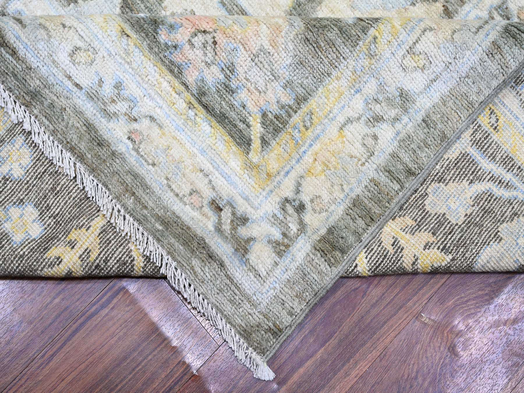 11'9" x 17'6" New Hand Knotted Grey Wool Rectangle Oriental Rug - MOA10274043