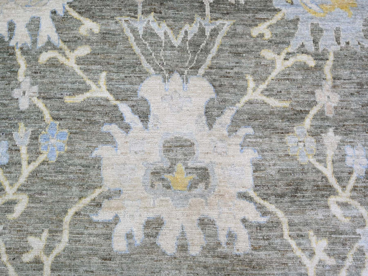 11'9" x 17'6" New Hand Knotted Grey Wool Rectangle Oriental Rug - MOA10274043