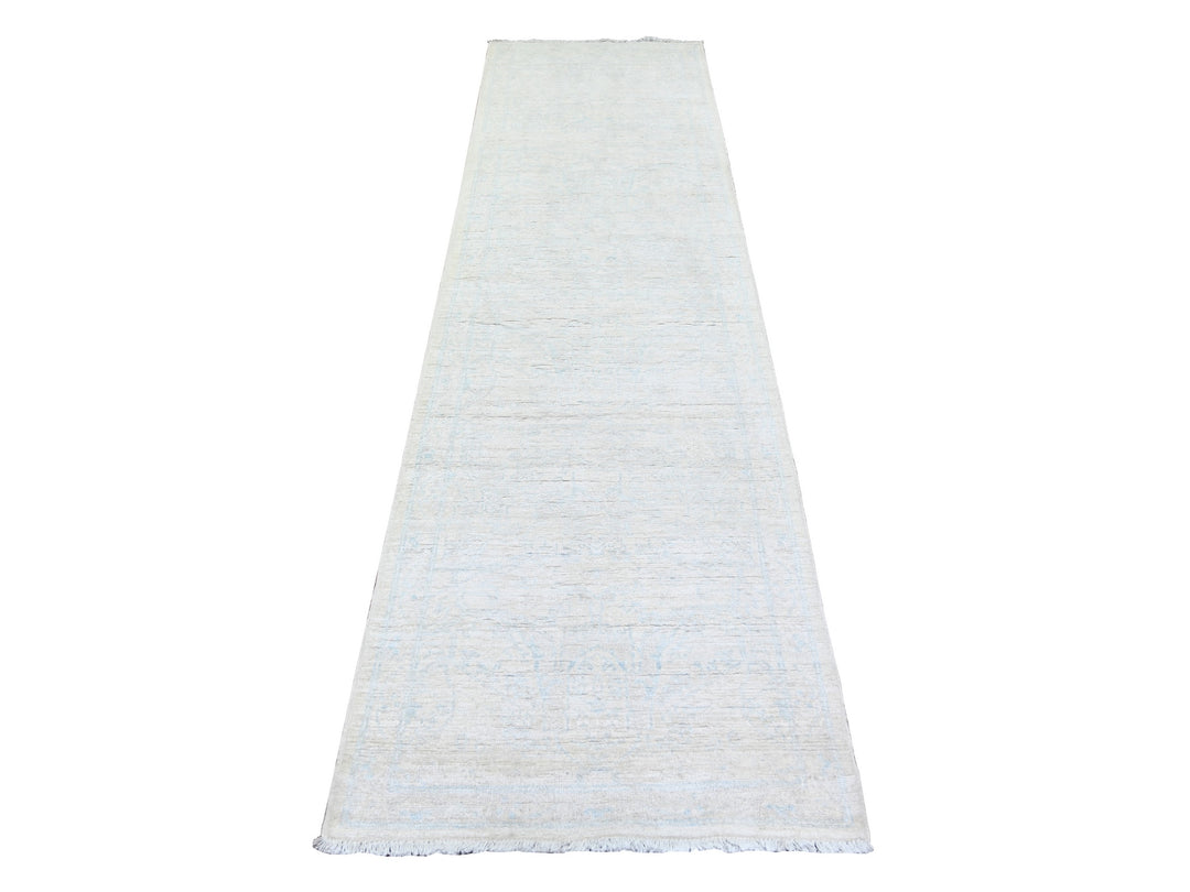 2'8" x 9'7" New Hand Knotted Ivory Wool Runner Oriental Rug - MOA10274054