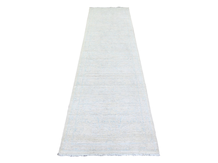 2'8" x 9'7" New Hand Knotted Ivory Wool Runner Oriental Rug - MOA10274054