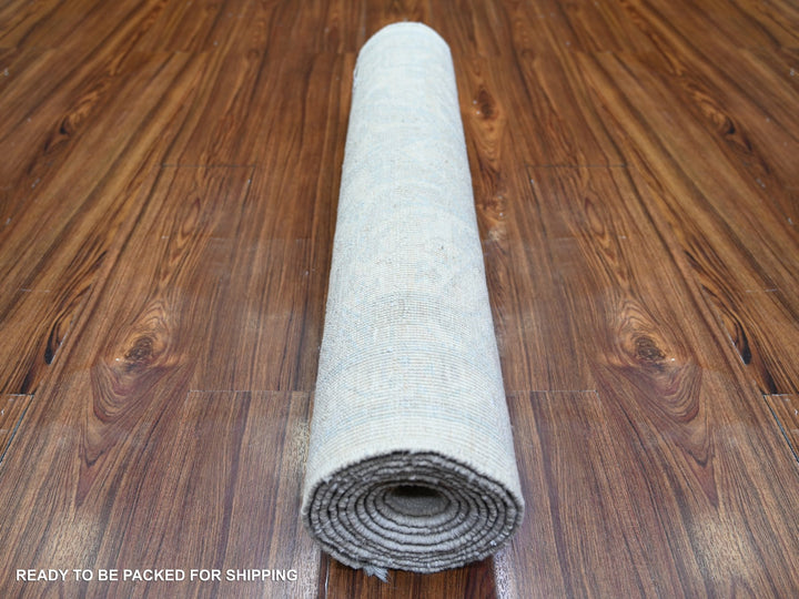 2'8" x 9'7" New Hand Knotted Ivory Wool Runner Oriental Rug - MOA10274054