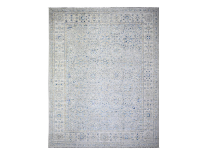 11'9" x 14'8" New Hand Knotted Ivory Wool Rectangle Oriental Rug - MOA10274056