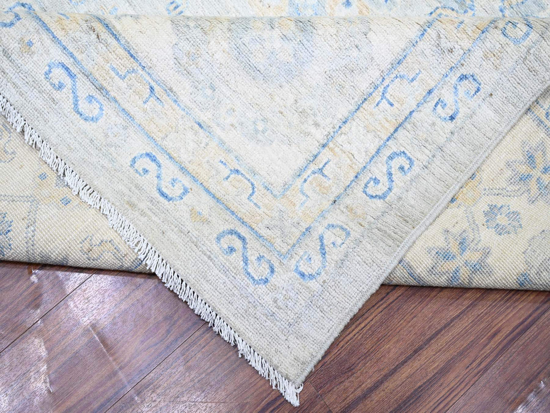 11'9" x 14'8" New Hand Knotted Ivory Wool Rectangle Oriental Rug - MOA10274056