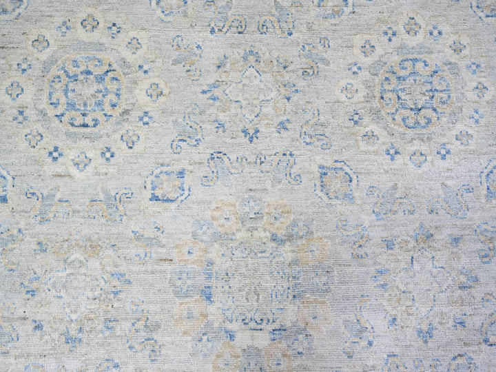 11'9" x 14'8" New Hand Knotted Ivory Wool Rectangle Oriental Rug - MOA10274056