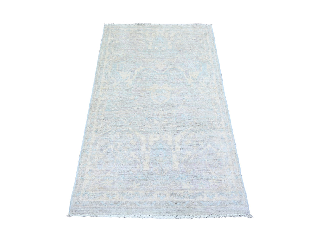 2'10" x 5'0" New Hand Knotted Ivory Wool Rectangle Oriental Rug - MOA10274065
