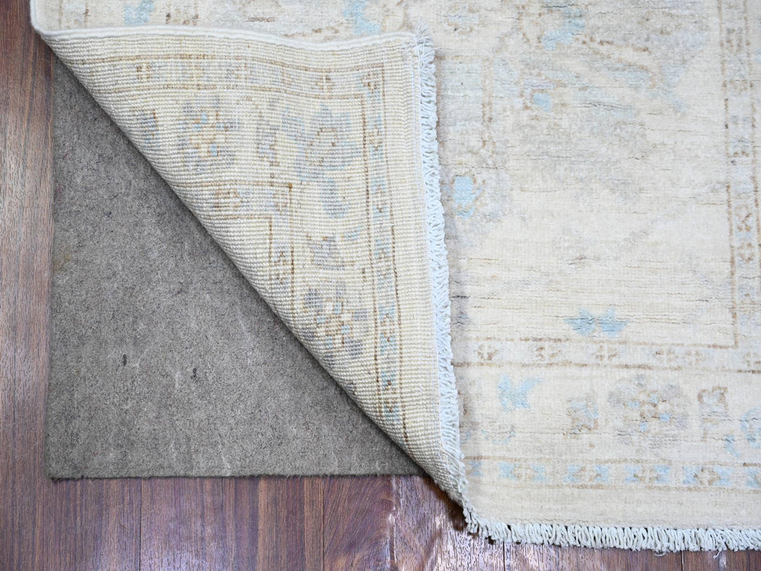 2'4" x 11'7" New Hand Knotted Ivory Wool Runner Oriental Rug - MOA10274069