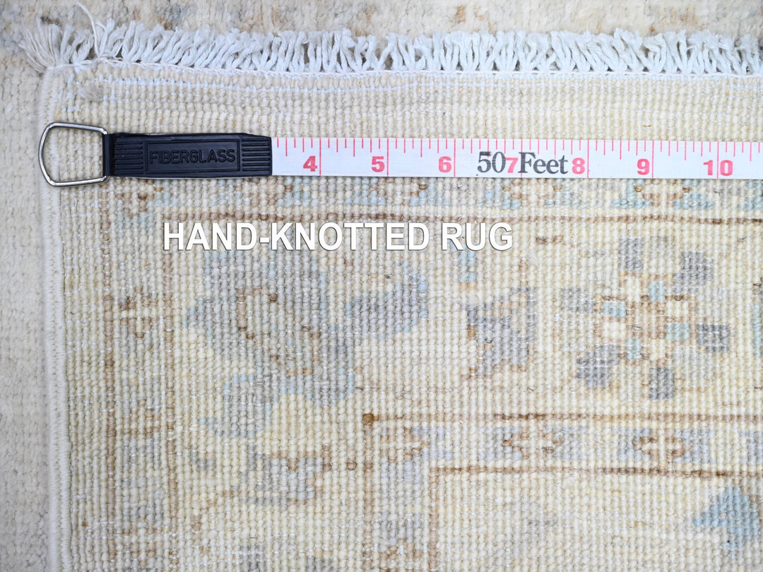 2'4" x 11'7" New Hand Knotted Ivory Wool Runner Oriental Rug - MOA10274069